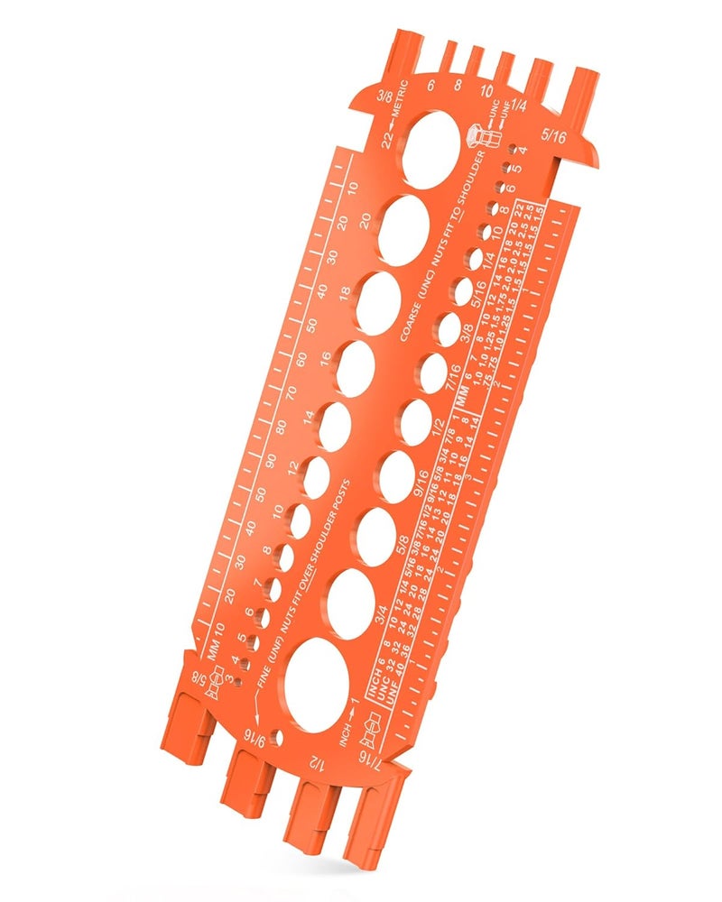 moroinriz Screw Bolt Nut Thread Measure Gauge Size Checker, Bolt Measuring Tool for Sorting Hardware, DIY Project (Orange) - Image 1